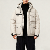 Veste matelassée en toile cargo personnalisée pour homme, imperméable, multi-poches, à capuche, pour l'extérieur, grande taille, respirante, réversible, style vintage