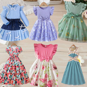 Fashion Style Wholesale Children Dress Girls Used Clothes Summer Ropa De Bebe, Random <b>Mixed</b> Sales High Quality Child Dress - Product Image 1