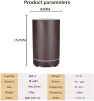 Diffuseur d'huiles essentielles ultrasonique portable mini en bois grainé de 200 ml, 7 lumières LED, humidificateur, diffuseurs d'arômes pour huiles essentielles