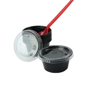 Gobelets à dessert jetables sans BPA, transparents, en plastique PP, ronds, pour échantillons, 2 oz, avec couvercle - Product Image 1