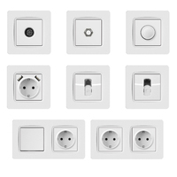 ABUK 1 2 3 Gang Interrupteur mural variateur de lumière LED avec panneau PC, prise électrique universelle double/triple tension, port USB et prise TV