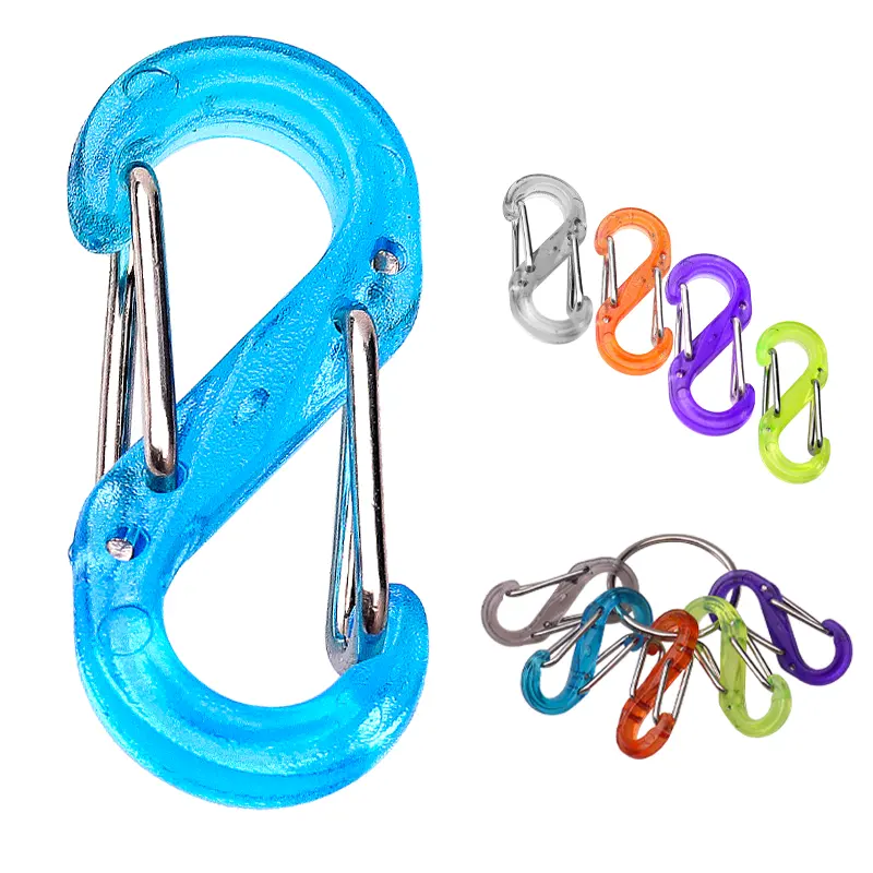 NEW Mini plastic PC s carabiner hook 5 colors carabiner clips custom logo Swivel self hook for keychain