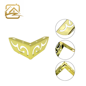 modern 5.5cm golden Flower-patterned hollow l shaped Two-in-one metal <b>sofa</b> legs iron furniture legs <b>cheap</b> for sof and cabinet - Product Image 2