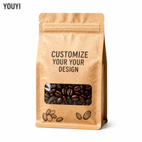 Sacs d'emballage pour café imprimés sur mesure avec film métallisé et sacs à huit soudures latérales, emballage en papier kraft sur mesure pour grains de café