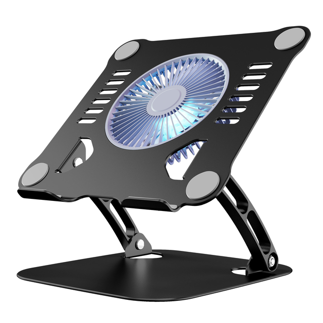 Blive T628 Adjustable Aluminum Laptop Stand With Cooling Fan, Ergonomic Foldable Portable Laptop Holder for Office & Home