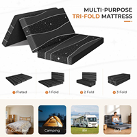 Matelas en mousse à mémoire de forme pliable en trois parties, 4 pouces, taille double, écologique, fermeté moyenne, pour usage scolaire, hôtelier, chambre à coucher, lit de sol portable, enroulable en boîte