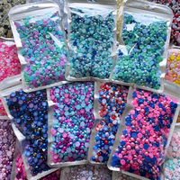 Yantuo Vente Chaude Emballage Mixte Dos Plat Perles Résine Strass Gelée Strass En Vrac Abs Perle En Vrac pour DIY Décoration