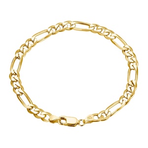 RINNTIN SB66 Wholesale Price of Factory 925 Sterling <strong>Silver</strong> 5mm 7mm <strong>Solid</strong> Diamond-Cut Figaro Link Chain <strong>Bracelet</strong> for Men - Product Image 1