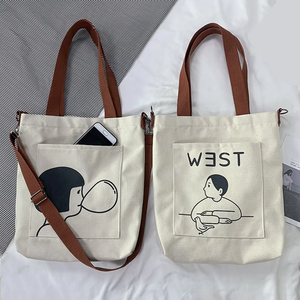 Sac de courses en toile de coton biologique recyclé, grand format, personnalisé avec logo imprimé, écologique, avec sangle - Product Image 1