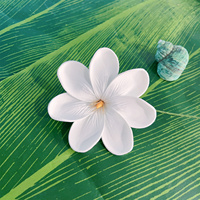 Bunga Tiare Busa EVA Putih 8CM Bergaya Pesta dengan Ujung Kuning Terinspirasi Pulau Hawaii, Bunga Buatan untuk Hiasan Telinga