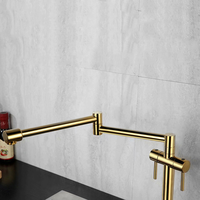Robinet de cuisine moderne à 2 poignées, en laiton, à montage sur plan, avec cartouche céramique, finition bronze huilé poli, mitigeur d'évier pliable