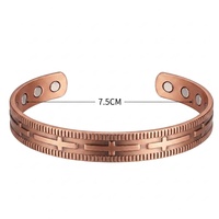 Bracelet manchette ouvert vintage en cuivre massif 99% gravé, plaqué rouge, en forme de cœur, avec aimant puissant pour thérapie magnétique, unisexe et réglable