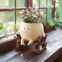 Fauteuil à bascule créatif en forme de petit pot de fleurs, mignon pour plantes succulentes, idéal pour balcon, intérieur, cour, haut de gamme et durable