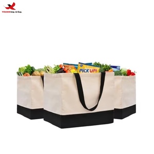 Bolsas de Compras Reutilizables de Lona con Asas, Plegables, Ecológicas, de Gran Capacidad, Blancas y Negras, RTS, Pedido Mixto al por Mayor - Product Image 1