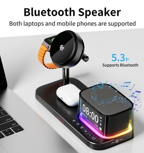 Cargador Inalámbrico Rápido Qi2.2 de 25W para iPhone, Reloj, Auriculares, 5 en 1, con Refrigeración, Altavoz Bluetooth, Despertador, Logotipo Personalizado OEM - Product Image 3