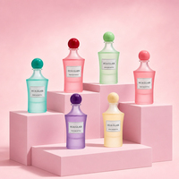 Flacon de parfum en verre transparent de luxe, esthétique, 30ml, 50ml, 100ml, à base épaisse, avec couvercle sphérique coloré personnalisé, flacon en verre vide