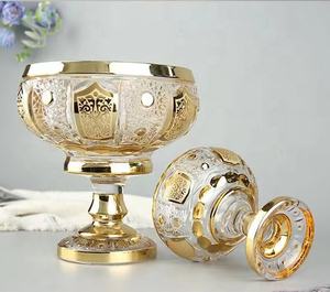 Bandeja de vidro de cristal dourado, bandeja eletrônica de cobertura com pés cobertos, tigela de frutas, suporte de sobremesa, decoração em atacado - Product Image 6