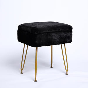 Puf Otomano Moderno de Terciopelo <span class=keywords><strong>Rosa</strong></span>, Silla de Metal para el Hogar, Asiento <span class=keywords><strong>Cuadrado</strong></span>, Reposapiés para Dormitorio con Función de Almacenamiento - Product Image 5