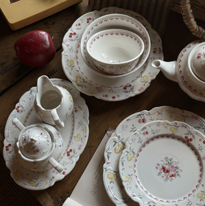 Juego de Té de Cerámica Pintado a Mano con Relieve Francés, Ecológico, con Borde Rosa y Estampado de Cerezas, para el Té de la Tarde, con Logotipo Personalizado para Hoteles de Lujo, Novedad 2026 - Product Image 3