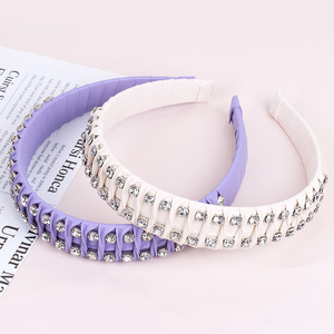 Hua Liyu Bandeaux en cuir pour femmes avec strass rose, violet, blanc, marron, couvre-chef tendance pour femmes - Product Image 4