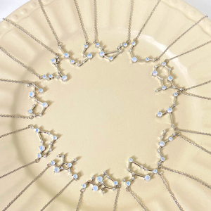 Collar con Colgante de los 12 Signos del Zodiaco, Ópalo Rosa Nano Redondo con Incrustaciones, para Uso Diario de Mujeres - Product Image 2