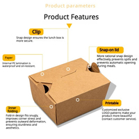 Conteneur à emporter en papier kraft biodégradable et recyclé, étanche, avec fermeture à clip sécurisée pour poulet frit, sushi, frites
