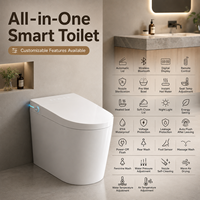WC intelligent monobloc 58 cm, gain de place, couvercle automatique, autonettoyant, désodorisant, en céramique, pour petit appartement