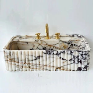 Lavabo de Mármol Natural Pulido Calacatta Viola, Mueble de Baño de Lujo Montado en la Pared para Decoración Interior Moderna de Alta Gama - Product Image 4