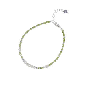 Conjunto de Collar y Pulsera de Perlas de Agua Dulce Naturales, Pequeñas Partículas, Grano Cuadrado, Olivino, Verde Fresco, Joyería de Moda - Product Image 5