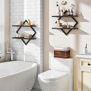 Ensemble d'étagères flottantes en bois 2 pièces, <span class=keywords><strong>rangement</strong></span> mural écologique pour la maison, le salon, la chambre à coucher, la cuisine, le bureau et la salle de bain - Product Image 4