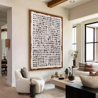 Décoration murale Wabi Sabi beige brun texturé de grande taille personnalisable, art mural minimaliste neutre, peinture sur toile en grille pour la maison, le salon