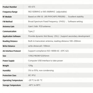 เครื่องอ่านและเขียนบัตร RFID แบบตั้งโต๊ะ VD-67S VANCH USB UHF พร้อมราคาที่ดีที่สุดและโหมดคีย์บอร์ด HID - Product Image 4