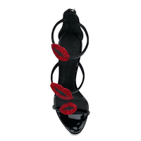 Belle Bling Bling femmes cristal crayon à lèvres talons sandales D019 nouveau Style bout ouvert été à bretelles fermeture éclair arrière pour dames