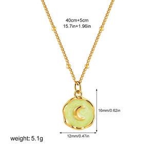 Waterproof Stainless Steel Jewelry Chain Colorful Round <strong>Coin</strong> Enamel Moon Cross Star Heart Charms Pendant <strong>Necklace</strong> for Women - Product Image 4