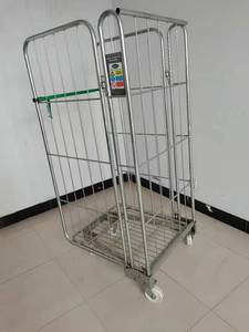 Carrello Industriale in Acciaio Personalizzabile a Quattro Ruote per Magazzino, Contenitore Logistico Impilabile, Capacità 1000kg, 2 Livelli, Zincato - Product Image 1