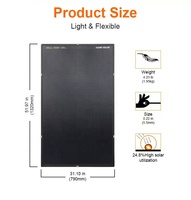 Panneau solaire flexible à film mince ETFE Glory Solar 200W, IBC, 24,8% d'efficacité élevée, noir, 1,9 kg, léger, pour camping-cars, remorques, voyages