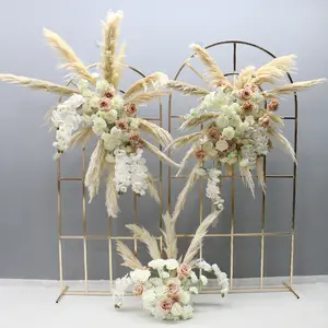 Искусственная Орхидея, натуральная сухая пампасная трава, цветочная композиция, свадебный фон, декор свода стопы, подвесной цветочный дисплей