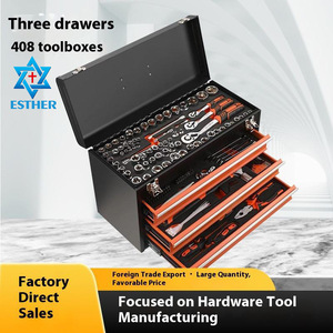 Ensemble d'outils <span class=keywords><strong>de</strong></span> commerce extérieur direct usine, portable, trois pompes, petit, autobloquant, 408 pièces, boîte à outils en acier <span class=keywords><strong>de</strong></span> qualité 45 - Product Image 4