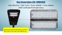 Lampe solaire de rue en aluminium 18000LM, extérieure, IP65, étanche, LED, avec télécommande et détecteur de mouvement