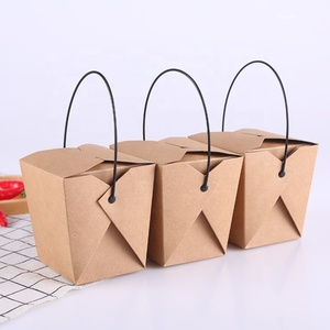 Super quality portable Promotion Disposable Kraft Paper Meal Box Takeaway Fast Food Packaging Grade Portable Noodle box
