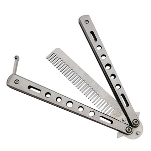 Peigne à cheveux pliable automatique en acier inoxydable portable, peigne à cheveux pliable à ressort, outils de <span class=keywords><strong>coiffure</strong></span> - Product Image 2
