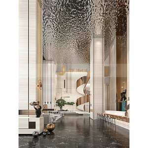 Panneau décoratif de hall d'entrée martelé J378 estampillé pour la décoration intérieure feuilles d'ondulation de l'eau d'acier inoxydable - Product Image 1