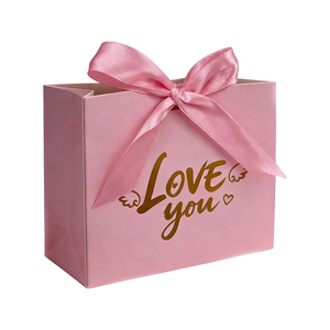 Custom Size Printed Logo Mini <b>Pink</b> Green Luxury Paper <b>Bag</b> With Ribbon Handles Small Fancy Wedding Door Gift <b>Bag</b> for Promotions - Product Image 3