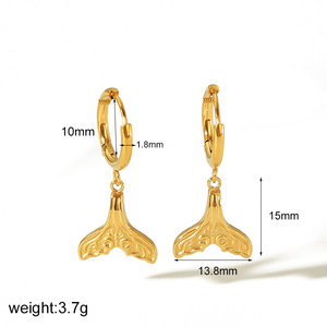 Pendientes de Diamantes Estilo Europeo, Oro de 18K, Acero Inoxidable, Diseño Geométrico para Uso Diario de Mujer, TE6807 - Product Image 5