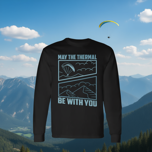 T-shirt a maniche lunghe da parapendio con design May The Thermal Be With You - Product Image 3