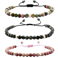 Bracelet d'amitié ajustable en perles de labradorite naturelle facettée, fait main, avec carte de message inspirant – Cadeau idéal