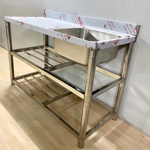 Lavello da <span class=keywords><strong>cucina</strong></span> in acciaio inossidabile rimovibile con alzatina e scolapiatti incorporati per uso interno esterno - Product Image 4