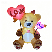 Ballon gonflable en forme de cœur de 1,5 m avec ours en peluche de dessin animé pour les célébrations romantiques de la Saint-Valentin et la décoration de mariage/jardin