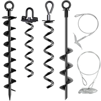 Kit d'ancrage pour abri, poteau de fixation au sol avec câble galvanisé de 1/6 po, ancrage simple à crochet pour abri, serre, pavillon