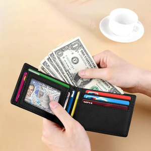 Tarjetero de cuero con bloqueo RFID para hombre, billetera corta de alta capacidad para hombre - Product Image 4